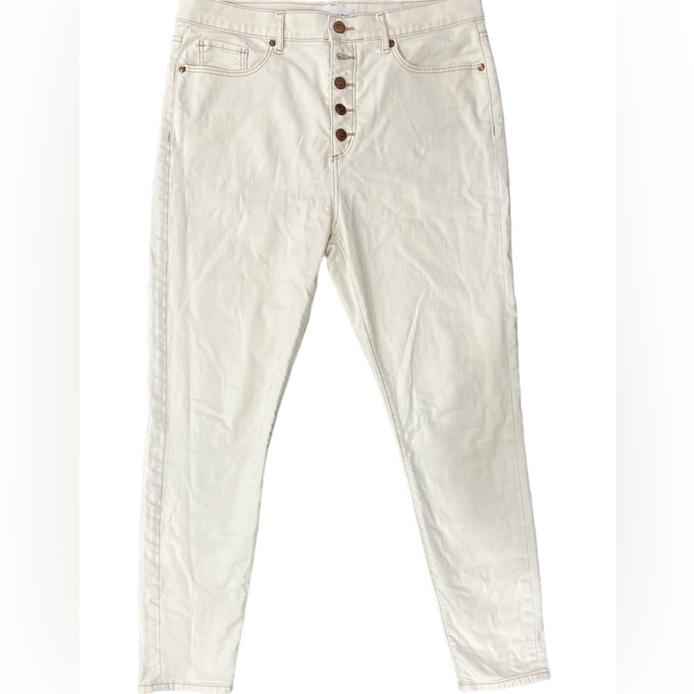 Loft made and loved brass button fly jeans, size 12/31